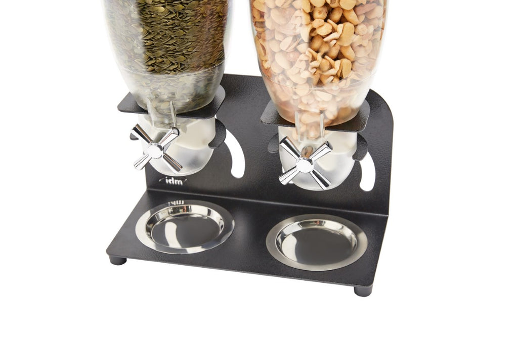 IDM Cereal Dispenser KELL300, Triple, freestanding, food dispenser. 3.5  liter capacity, silver metal stand